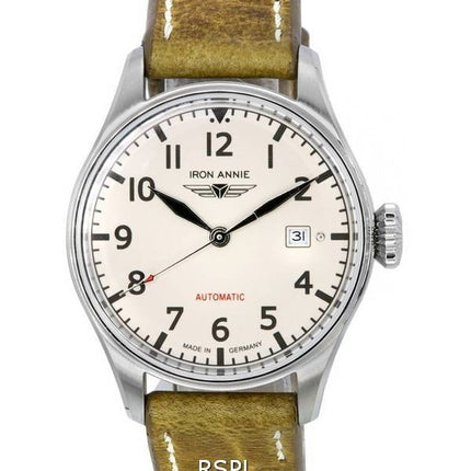 Iron Annie Cockpit Flight Control Cadran Beige Automatique 51623 Montre Homme
