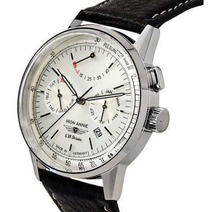 Montre pour homme Iron Annie G38 Dessau avec bracelet en cuir et cadran argenté automatique 53621