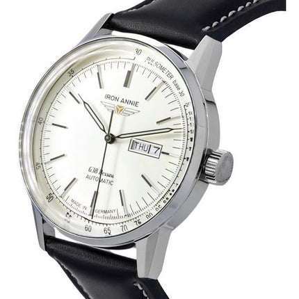 Montre pour homme Iron Annie G38 Dessau avec bracelet en cuir et cadran argenté automatique 53661 100M