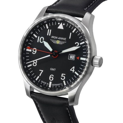 Montre Homme Iron Annie F13 Tempelhof édition Spéciale GMT Bracelet en Cuir Cadran Noir Quartz 56442