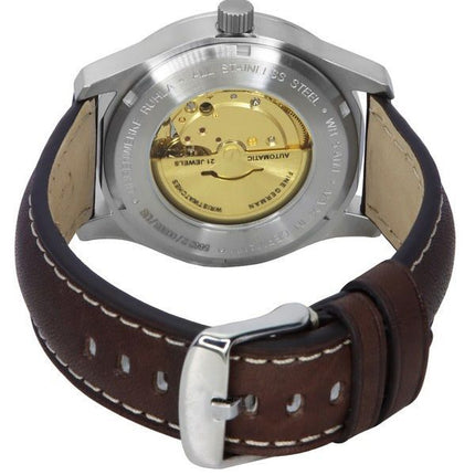 Montre pour homme Iron Annie D-Aqui 1932 avec bracelet en cuir et cadran noir automatique 56622 100M