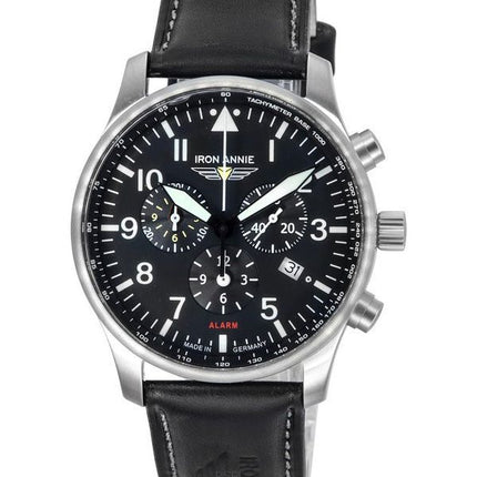 Montre Homme Iron Annie F13 Tempelhof Chronographe Bracelet Cuir Cadran Noir Quartz 56822 100M