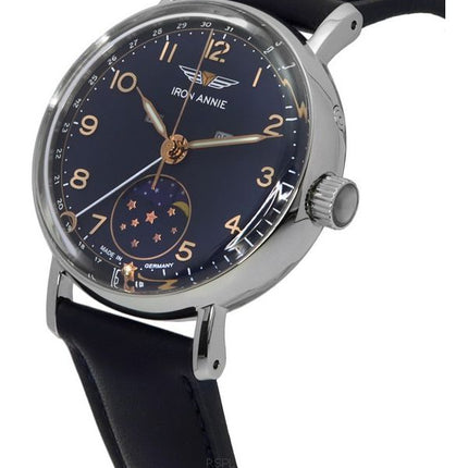 Iron Annie Amazonas Impression Moonphase Cadran Bleu Quartz 59774 Montre Femme