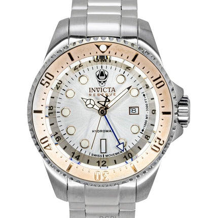 Montre homme Invicta Hydromax 16964 1000M, cadran argenté, acier inoxydable, quartz, plongée.