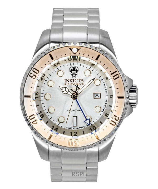 Montre homme Invicta Hydromax 16964 1000M, cadran argenté, acier inoxydable, quartz, plongée.