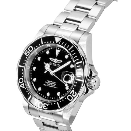Montre homme Invicta Pro Diver en acier inoxydable, cadran noir, automatique, étanche à 200 m, référence 17039