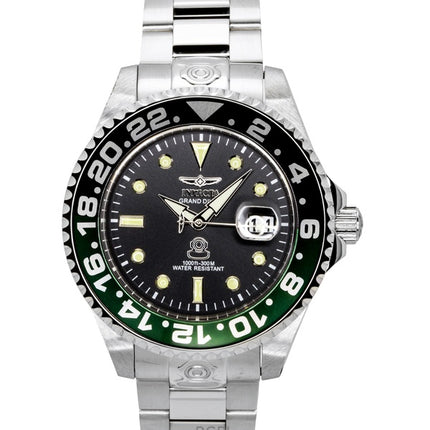 Montre homme Invicta Pro Diver en acier inoxydable, cadran noir, mouvement à quartz, référence 21866, étanche à 300 m
