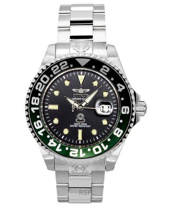 Montre homme Invicta Pro Diver en acier inoxydable, cadran noir, mouvement à quartz, référence 21866, étanche à 300 m