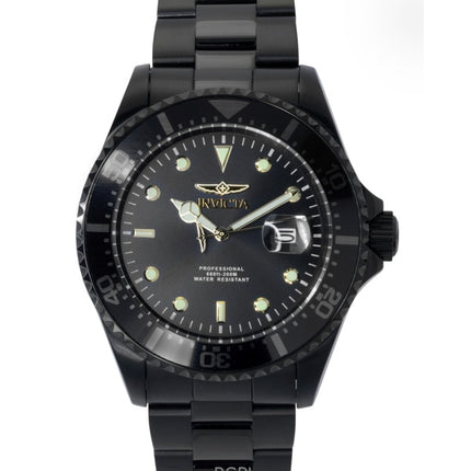 Montre homme Invicta Pro Diver Zager Exclusive, acier inoxydable, cadran noir, quartz, 23402, 200 m