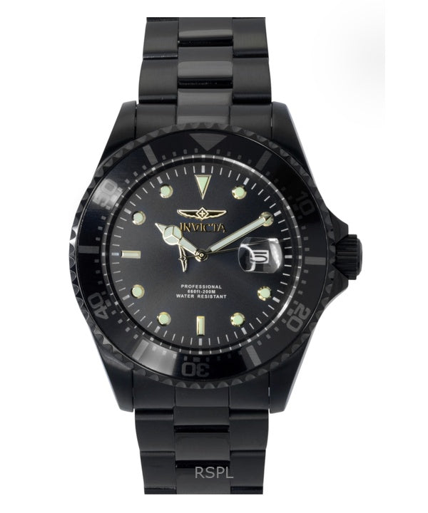 Montre homme Invicta Pro Diver Zager Exclusive, acier inoxydable, cadran noir, quartz, 23402, 200 m
