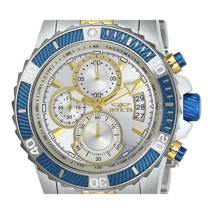 Montre pour homme Invicta Pro Diver chronographe bicolore en acier inoxydable avec cadran argenté à quartz 23994 100M