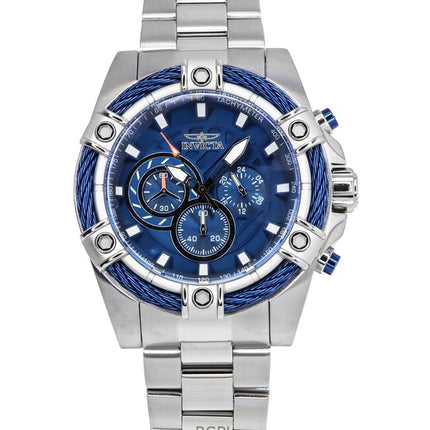 Montre homme Invicta Bolt chronographe en acier inoxydable, cadran bleu, quartz, 25513, 100 m
