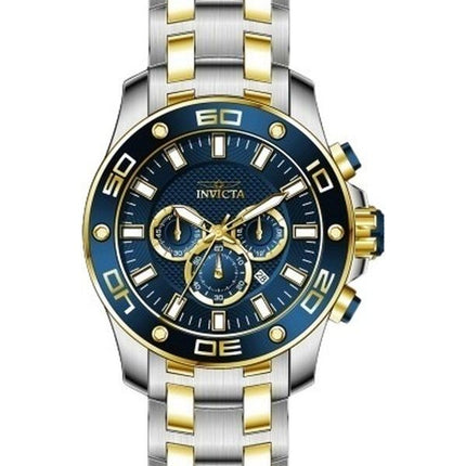 Montre homme Invicta Pro Diver Scuba Chronograph en acier inoxydable bicolore avec cadran bleu et quartz 26082 100M