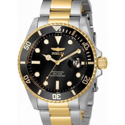 Montre Invicta Pro Diver Cadran Noir Deux Tons Acier Inoxydable Quartz 33275 200M Montre Femme