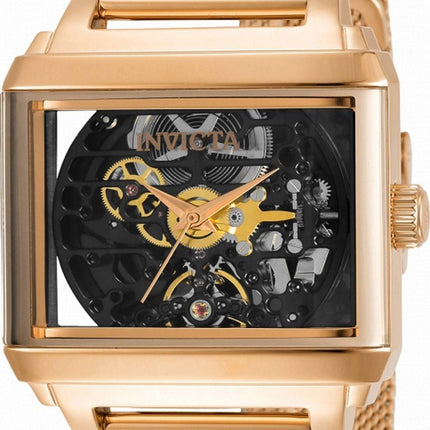 Montre Homme Invicta Objet D Art Skeleton Dial Rose Gold Tone Acier Inoxydable Automatique 34381