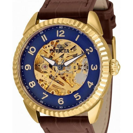 Invicta Specialty Blue Skeleton Dial bracelet en cuir automatique 36564 montre homme
