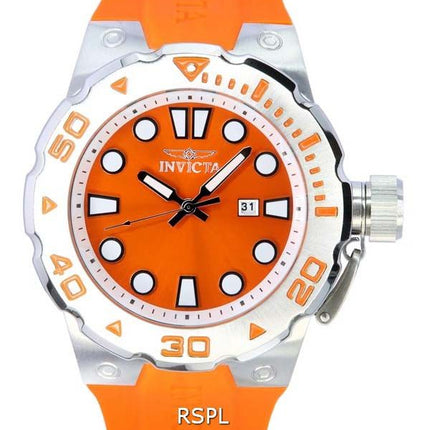 Invicta Pro Diver Bracelet en silicone Cadran orange Quartz 36997 100M Montre pour homme