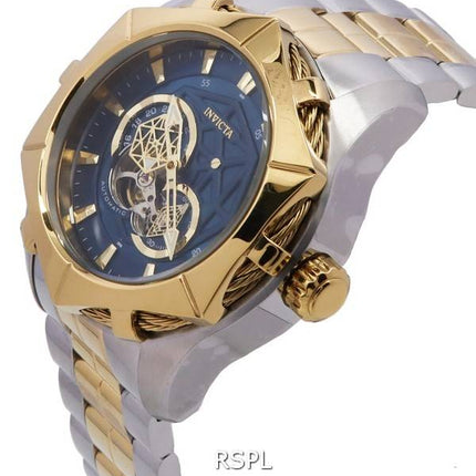Invicta Bolt Two Tone Acier Inoxydable Bleu Open Heart Cadran Automatique 37689 100M Montre Homme