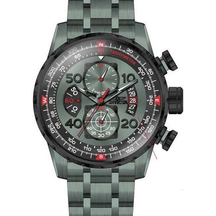 Invicta Aviator Acier Inoxydable Cadran Vert Quartz 40703 100M Montre Homme