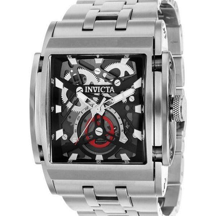 Montre pour homme Invicta Speedway en acier inoxydable avec cadran squelette noir et quartz 41645