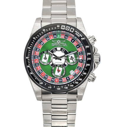 Montre Invicta Speedway Roulette Casino Chronograph GMT Cadran Vert Quartz 44642 200M Homme