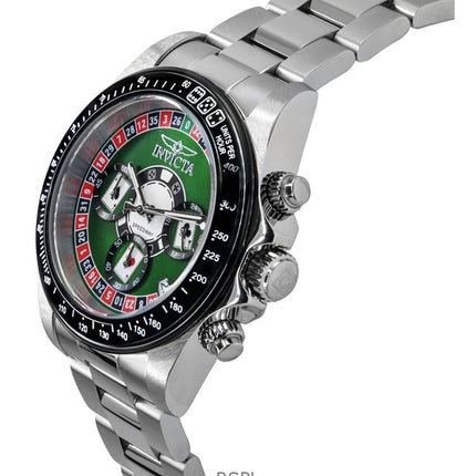 Montre Invicta Speedway Roulette Casino Chronograph GMT Cadran Vert Quartz 44642 200M Homme