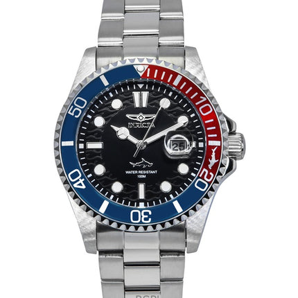 Montre homme Invicta Pro Diver en acier inoxydable, cadran noir, lunette Pepsi, quartz, 44708, 100 m