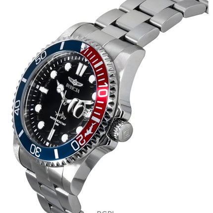 Montre homme Invicta Pro Diver en acier inoxydable, cadran noir, lunette Pepsi, quartz, 44708, 100 m