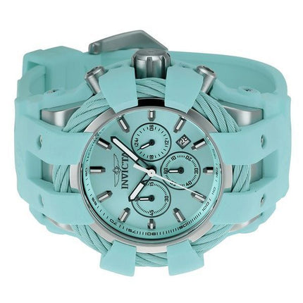 Montre pour homme Invicta Bolt Chronographe GMT Bracelet en silicone Cadran turquoise Quartz 45168 200M