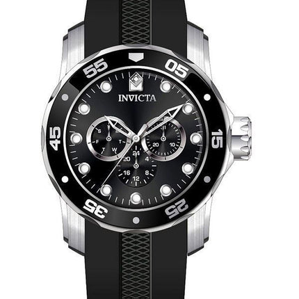 Montre pour homme Invicta Pro Diver Scuba GMT avec bracelet en silicone et cadran noir à quartz 45721 100M