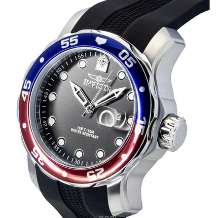 Montre homme Invicta Pro Diver, bracelet en silicone, cadran noir, lunette Pepsi, mouvement à quartz, référence 45735, étanche à 200 m