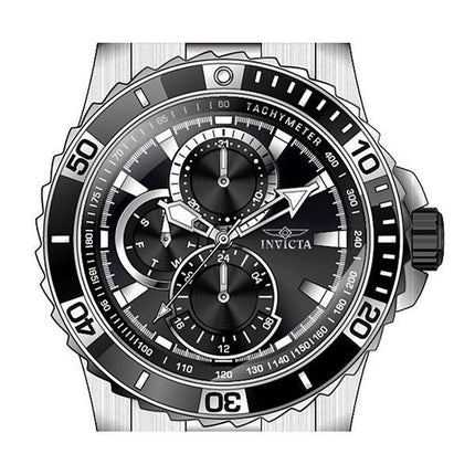 Montre pour homme Invicta Pro Diver Scuba GMT en acier inoxydable avec cadran noir et quartz 45745 100M