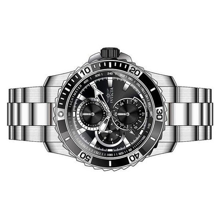 Montre pour homme Invicta Pro Diver Scuba GMT en acier inoxydable avec cadran noir et quartz 45745 100M
