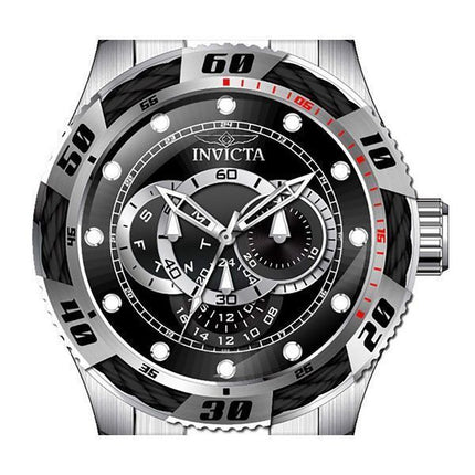 Montre pour homme Invicta Speedway GMT en acier inoxydable avec cadran noir et quartz 45755 100M