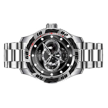 Montre pour homme Invicta Speedway GMT en acier inoxydable avec cadran noir et quartz 45755 100M