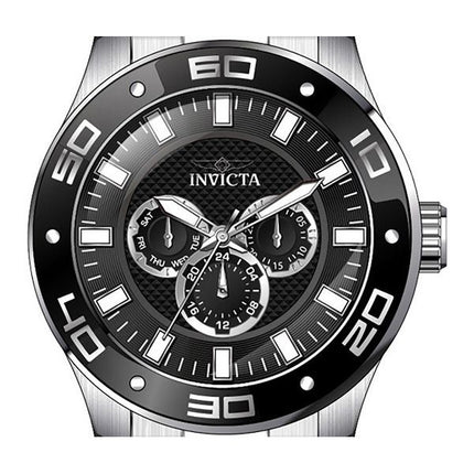 Montre pour homme Invicta Pro Diver Scuba GMT en acier inoxydable avec cadran noir et quartz 45756 100M