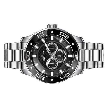 Montre pour homme Invicta Pro Diver Scuba GMT en acier inoxydable avec cadran noir et quartz 45756 100M