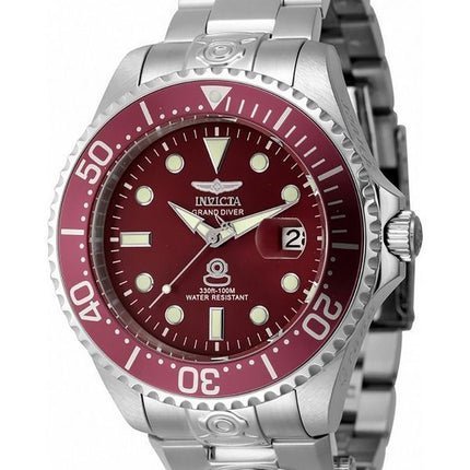 Montre pour homme Invicta Pro Diver Dual Time en acier inoxydable avec cadran rouge automatique 45814 100M