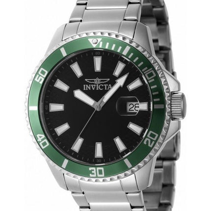 Montre pour homme Invicta Pro Diver en acier inoxydable avec cadran noir et quartz 46075