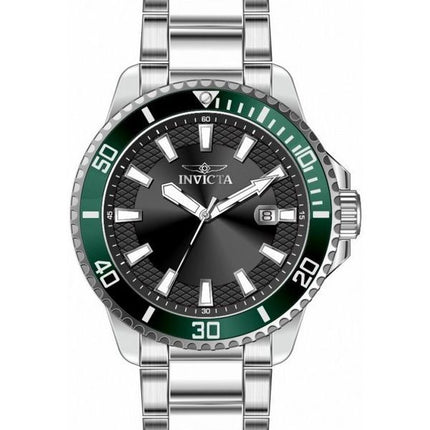 Montre pour homme Invicta Pro Diver en acier inoxydable avec cadran noir et quartz 46075