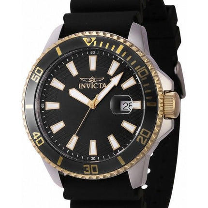Montre pour homme Invicta Pro Diver avec bracelet en silicone et cadran noir à quartz 46132