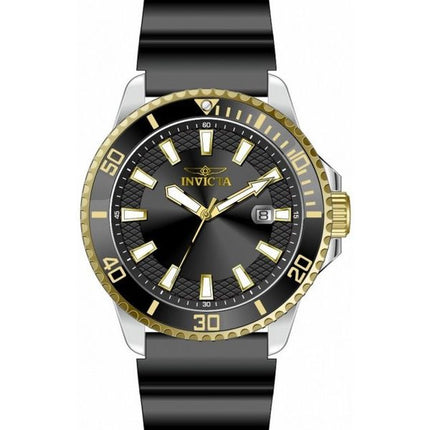 Montre pour homme Invicta Pro Diver avec bracelet en silicone et cadran noir à quartz 46132