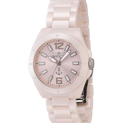 Montre pour femme Invicta Ocean Voyage avec bracelet en céramique et cadran rose clair à quartz 46302