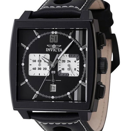 Montre pour homme Invicta S1 Rally Chronograph GMT avec bracelet en cuir et cadran noir 46853 100M