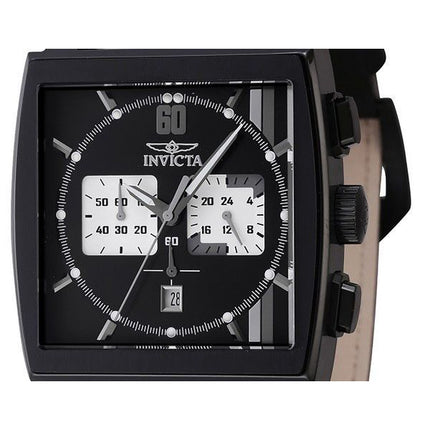 Montre pour homme Invicta S1 Rally Chronograph GMT avec bracelet en cuir et cadran noir 46853 100M