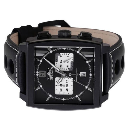 Montre pour homme Invicta S1 Rally Chronograph GMT avec bracelet en cuir et cadran noir 46853 100M