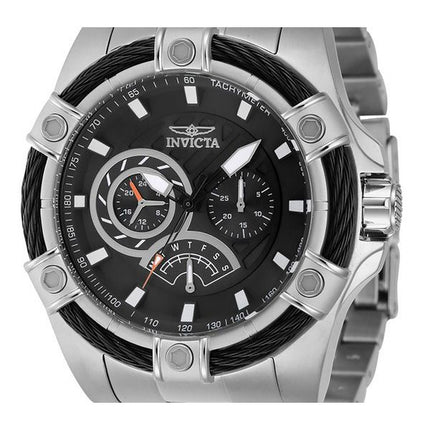Montre pour homme Invicta Bolt Retrograde GMT en acier inoxydable avec cadran noir et quartz 46863 100M
