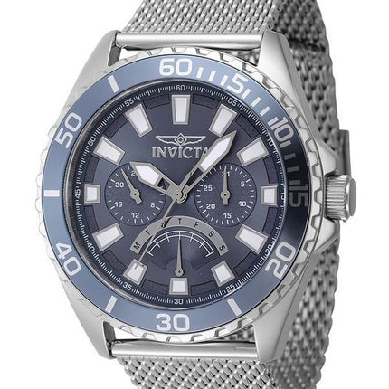 Montre pour homme Invicta Pro Diver rétrograde GMT en acier inoxydable avec cadran bleu et quartz 46905