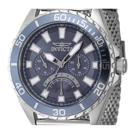 Montre pour homme Invicta Pro Diver rétrograde GMT en acier inoxydable avec cadran bleu et quartz 46905