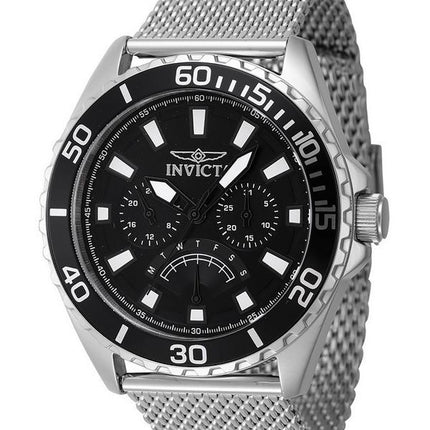 Montre pour homme Invicta Pro Diver rétrograde GMT en acier inoxydable avec cadran noir et quartz 46907